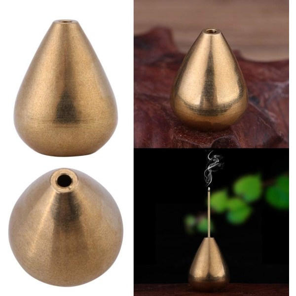 Mini røgelseholder, røgelsebrænder vanddråbeform messing røgelse
