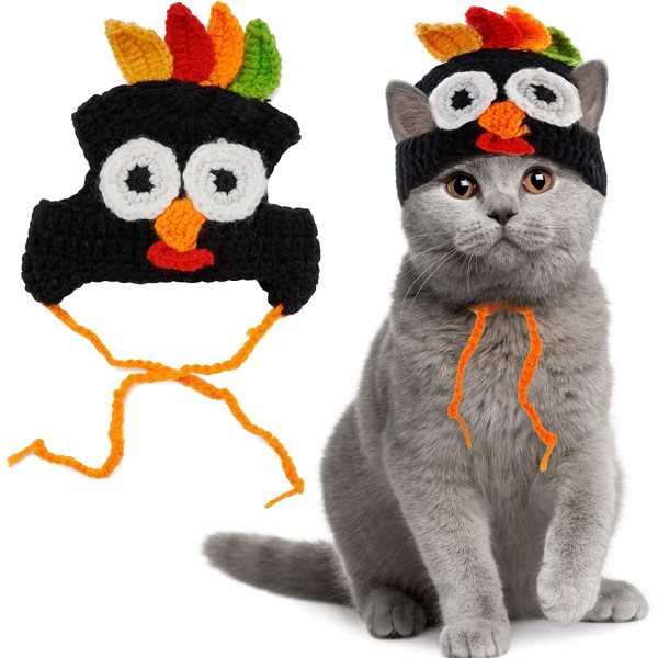 Cat Costume Turkey Hat Halloween Thanksgiving Party Handmade Cro