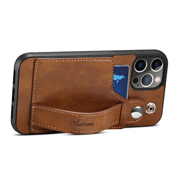 Kompatibelt iPhone 14 Pro Max Skal, PU Läder Plånboksfodral (Brun)