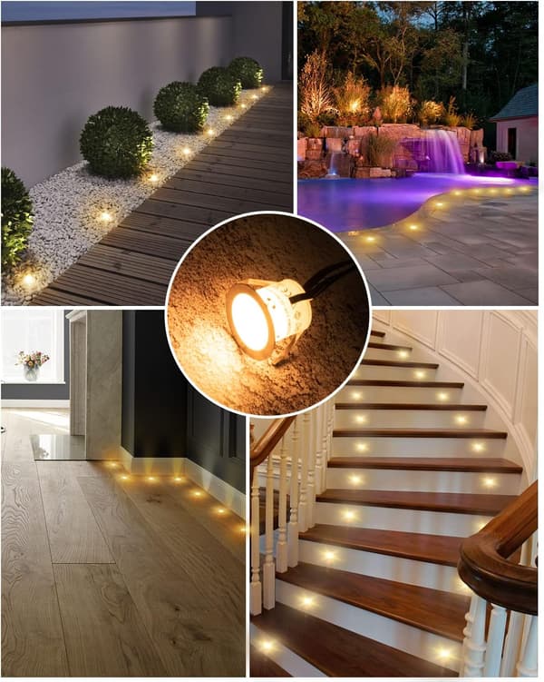 PCS Recessed LED Deck Light Kit (Stor dekklampe) (6-pakning), 12V L