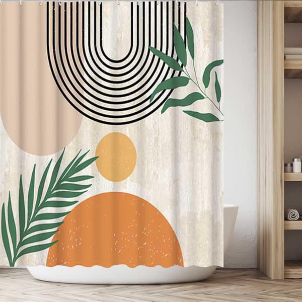 Abstrakt bruseforhæng Boho Arch Sun Beige Moderne Minimalis
