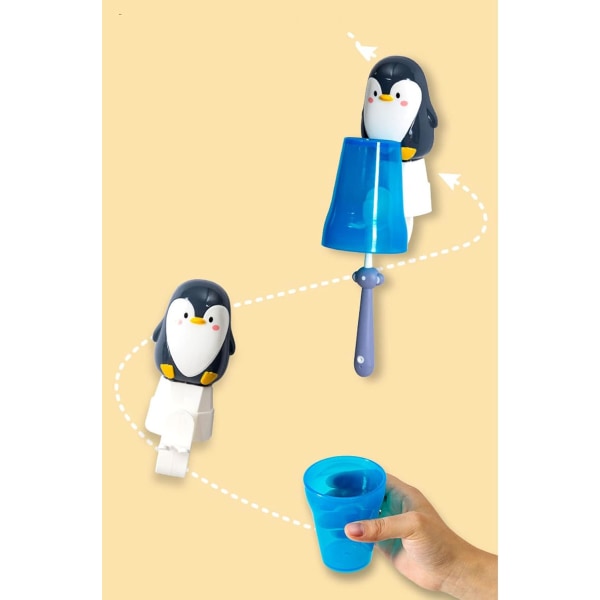 (Pingvin)Tandglas med tandbørsteholder til børn, tegneserie A