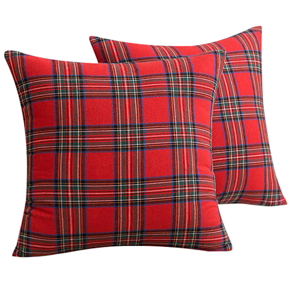 Set med 2 jul skotsk tartan pläd kuddfodral Cus