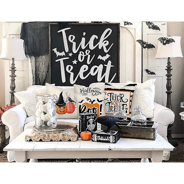 Höst Halloween Pumpa Kuddfodral 18x18 Tum Set Om 4 Trick