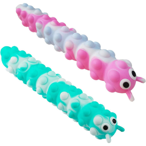 2 st larv sugpropp studsleksaker (mintgrön och rosa) A