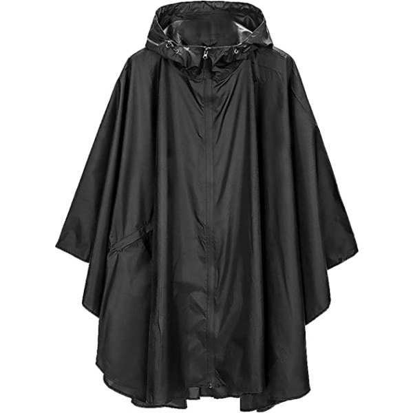 Rain Poncho -takki, hupullinen vetoketjumalli naisille/miehille/aikuisille
