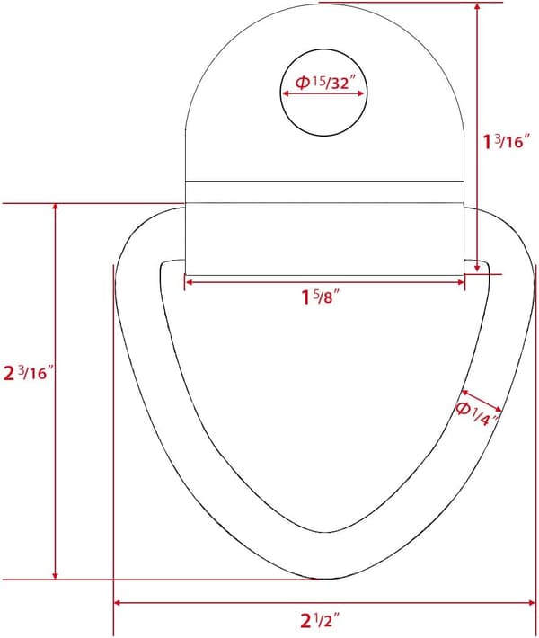 4 stk. Cargo Tie-Down Ankere, 2\" Svart Stål V-Ring Bolt On Trai