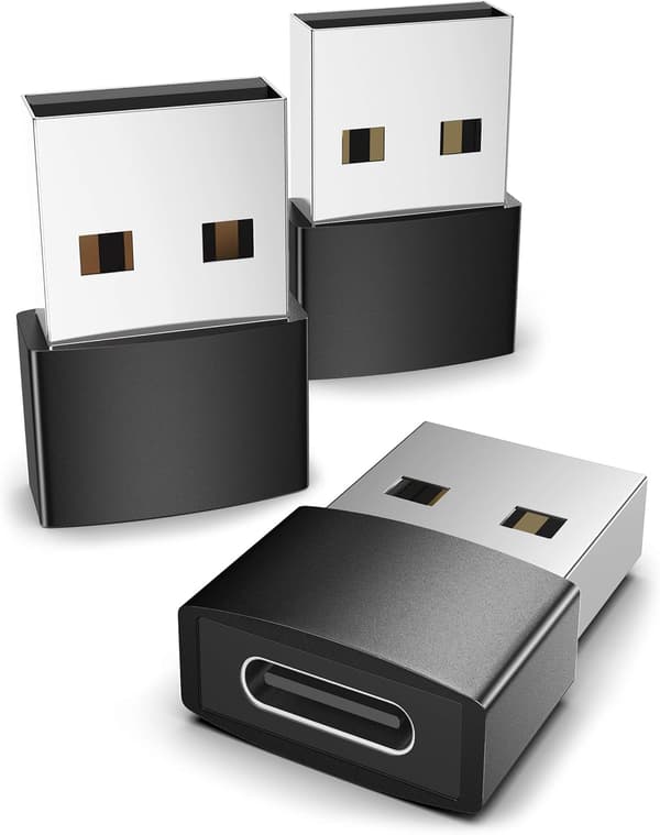 Svart USB C till USB-adapter 3-pack kompatibel med iPhone 13 12 P