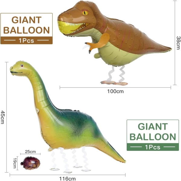 6 stk Dinosaur Helium Ballong, Dinosaur Ballong, Animal Folie Bal