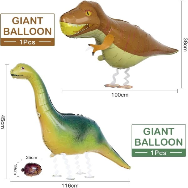 6 stk Dinosaur Helium Ballonger, Dinosaur Ballong, Animal Foil Bal