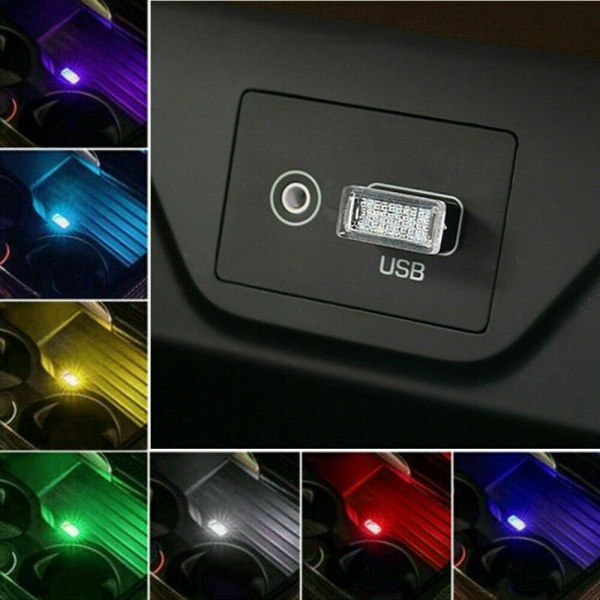 1* USB LED-bilinredning Neon Atmosfär Ambient Lamp Bulb