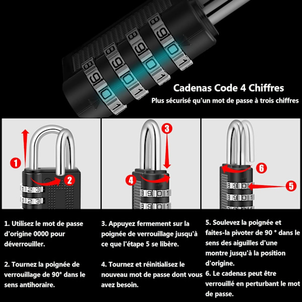2-pakkaus 4-numeroinen yhdistelmälukko, sinkkiseosyhdistelmälukkokoodilukko matkalaukulle, kaapille, kuntosalille, lentokoneelle (musta