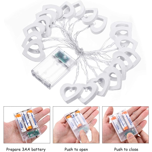 Alla hjärtans dag Trä Hjärta String Light LED Fairy Light Ha