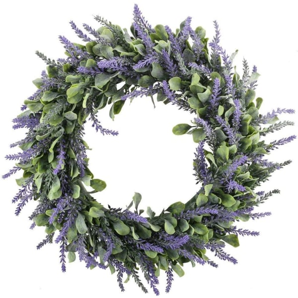 Artificial Lavender Wreath Plastic Spring Wreath Fake Silk Purpl