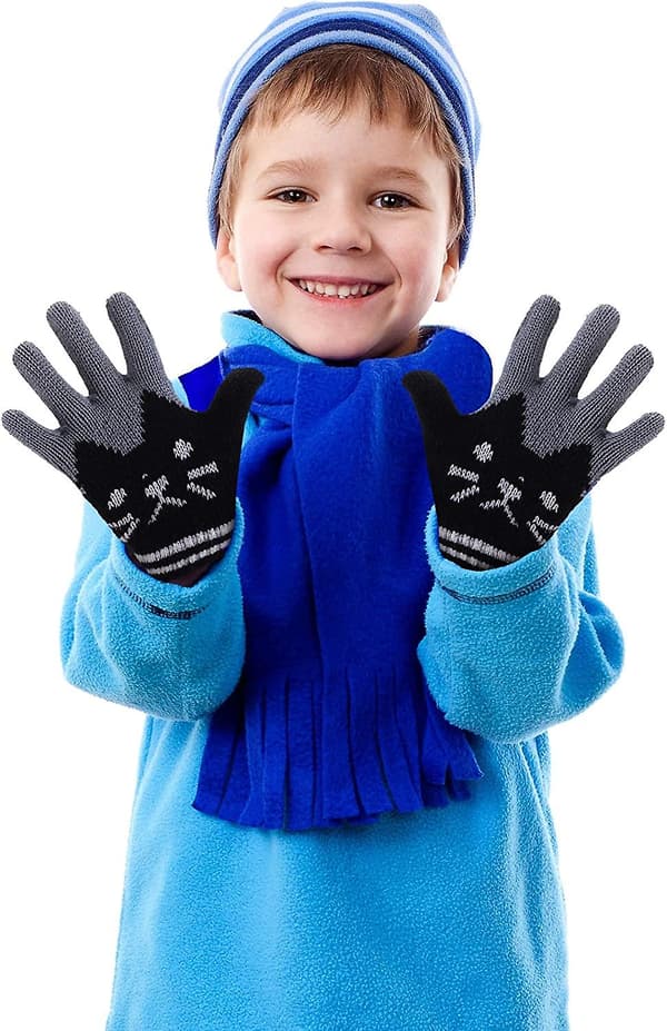 2 par børne vinterhandsker fuld finger strikkede handsker varme S