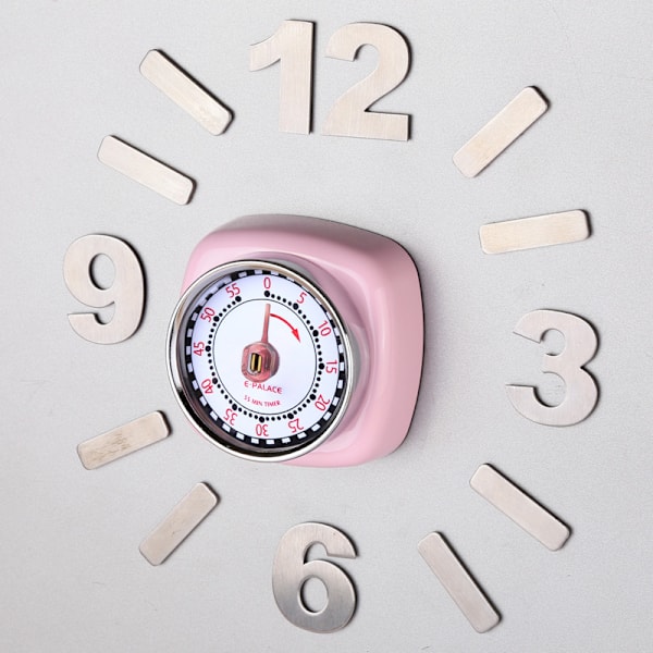 Magnetisk Retro Køkken Timer (Pink), Klassisk Mekanisk Madlavning