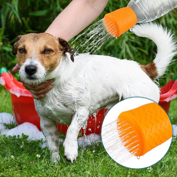 3-delt bærbart udendørs hundebrusehovedsæt (himmelblå, lysegrøn, orange)