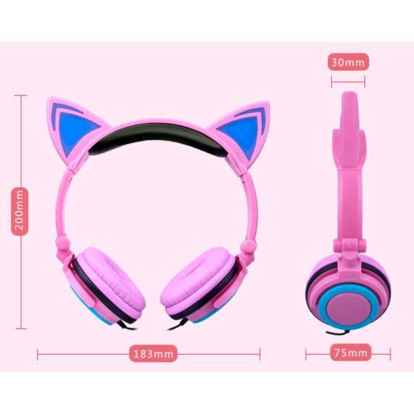 Øretelefoner for barn, 2 i 1 ørehodesett for katt/kanin i øret L
