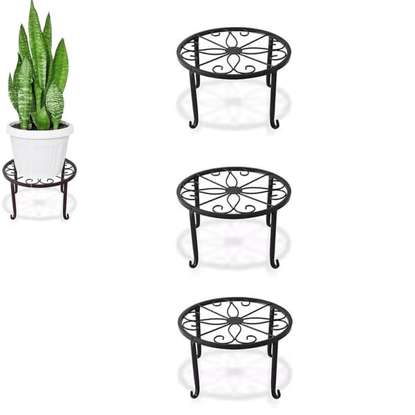 Blomkrukställ i rostfritt stål, Svart, 3-pack
