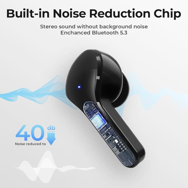 Trådløse ørepropper Bluetooth-hodetelefoner, støyreduserende Bluetooth-ørepropper med LED-display ladeetui