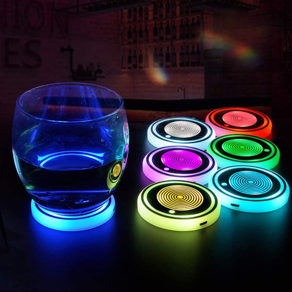 LED bilkoppholder lys, 7 farger Skiftende USB ladematte Wat ecc9 | Fyndiq