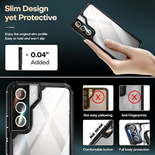 5 i 1 stöttålig designad för Samsung Galaxy S22 Plus Case 5G 6
