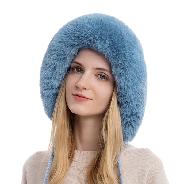 Talven lämmin neulottu hattu turkis Naisten hattu korvaläppällä Kaksi palloa