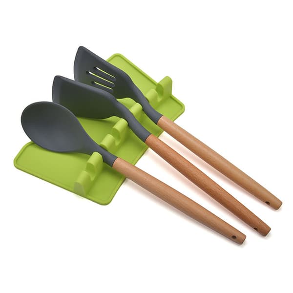 Silikonköksredskapsunderlägg, skedstöd, jumbospade, slev,