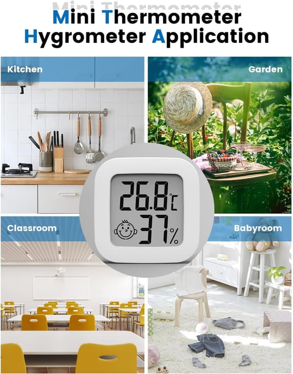 (Hvid) Mini digitalt termometer hygrometer med høj præcision,