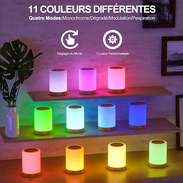 Touch Bedside Lamp LED Natlampe Trådløs Natlampe med 11 G