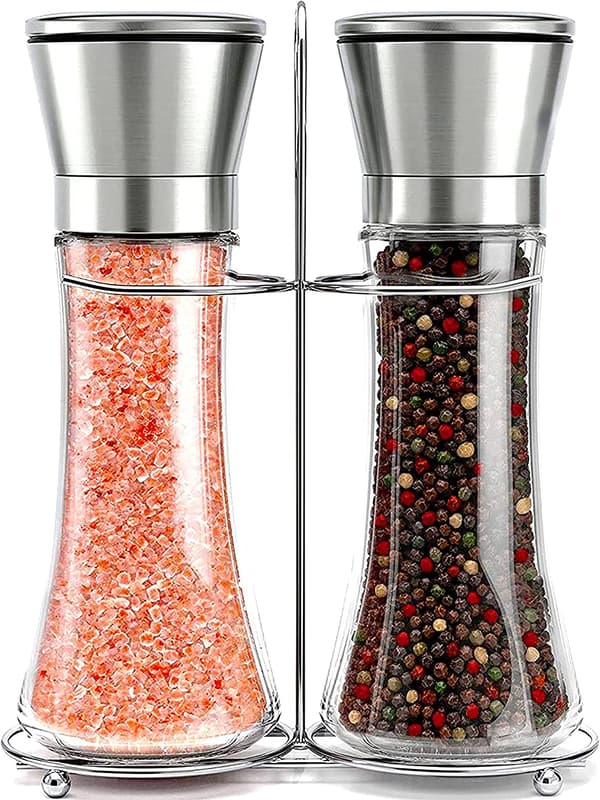 Salt- og pepperkvernsett - Rustfritt stål, påfyllbar salt &