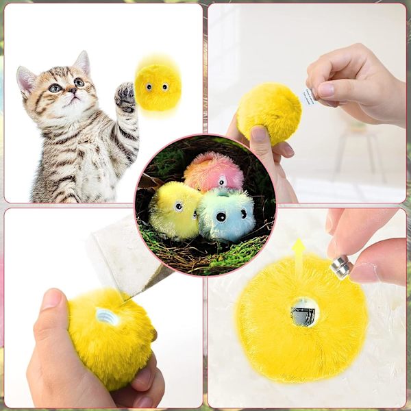 Fågelformad katt leksak boll med kattmynta, realistisk interaktiv katt leksak med fågelsång, för bitning, avledning, tuggning (gul)