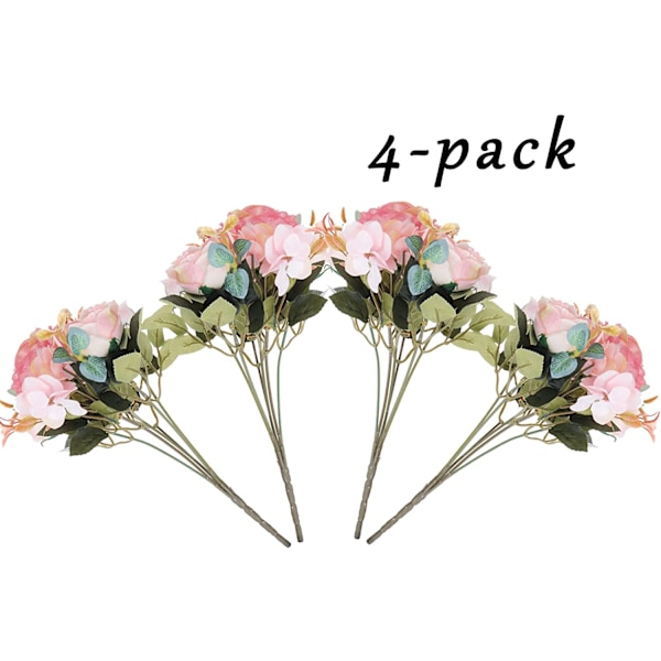 4 Kukka Kimppua Teko Pioni Tekokukka Unelia Blush Ruusu