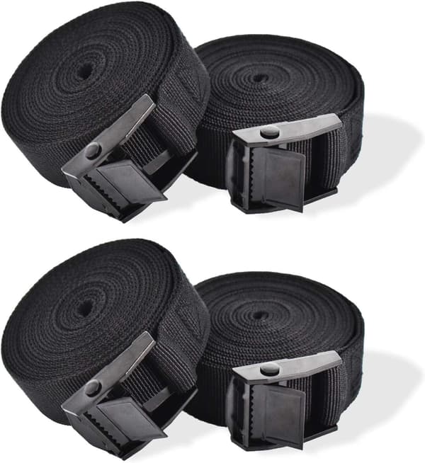 4 surringsstropper 1m med strammelås, 25mm stropp, svart