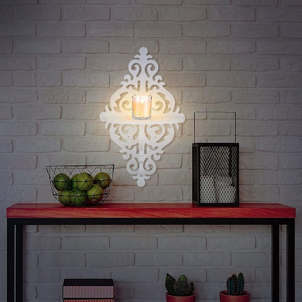 2 stk. vegglampe lysestaker hvite lysestaker W