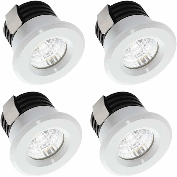 Set med 4 Mini LED-infällda spotlights 3 W Varmvitt, Mini LED-spotlight för skyltfönster, Nummerplåtsbelysning inkl. Separat transformator
