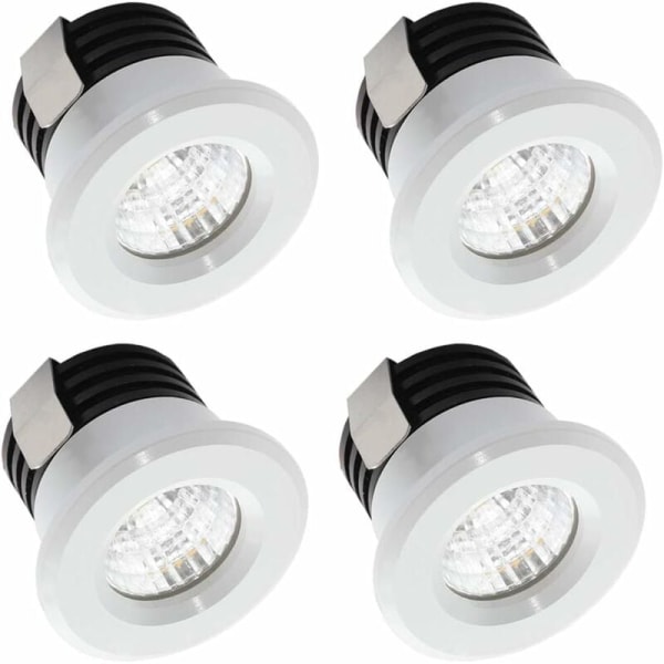Sett med 4 Mini LED-innfelte spotlights 3 W Varmhvit, Mini LED-spotlight for butikkvindu, skiltbelysning inkl. separat transformator