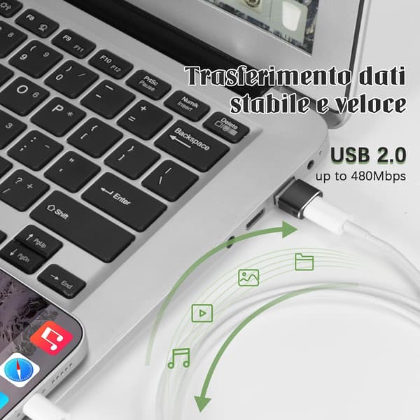 USB C-hunn til USB-hann-adapter, hurtiglading og dataoverføring