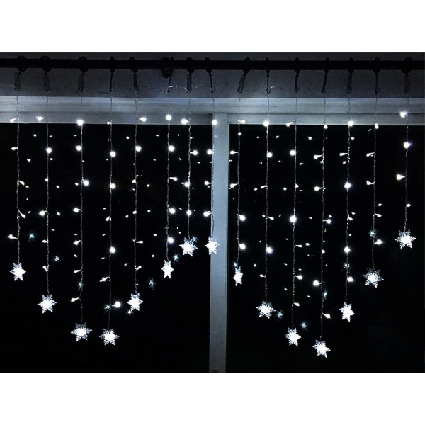 Julevinduslys Gardinlys 3,5m 96 LEDs Snøfnugg Fa