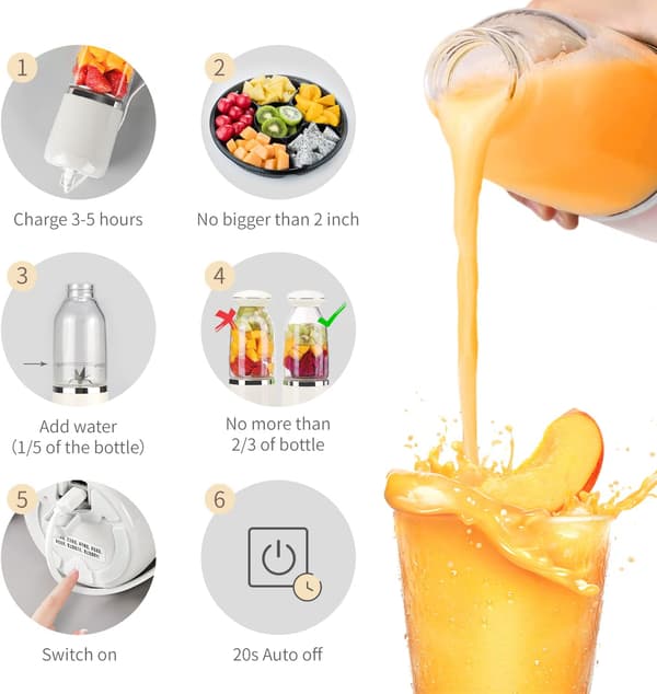 Bærbar Frugtblender, Mini USB Blender til Smoothie, Mælkeshake