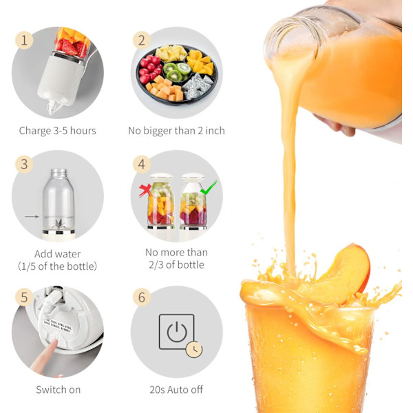 Bærbar fruktblender, Mini USB-blender for smoothie, milkshake