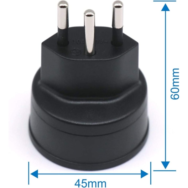 EU til Schweiz / Liechtenstein 2-polet adapter DE/FR/IT/ES 3 Pi