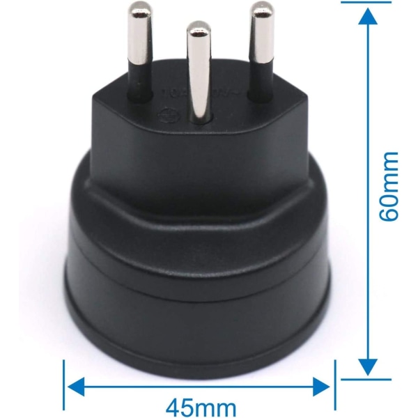 EU till Schweiz / Liechtenstein 2-stiftsadapter DE/FR/IT/ES 3 Pi