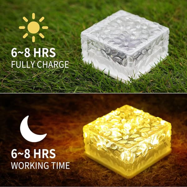 4-pak Solcelle Murstenslys, 10*10*5cm Udendørs Solcellelys, Issten Cube Lys (Varmt Hvidt)