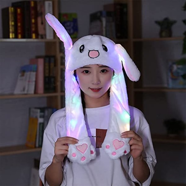 Söpö Bunny Light Hat Korva Liikkuva Hyppyhattu Funny Animal Pehmo R