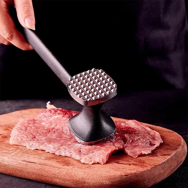 2PCS Rostfritt Stål Kött Mörning, Dubbelsidig Kött Hammare fo