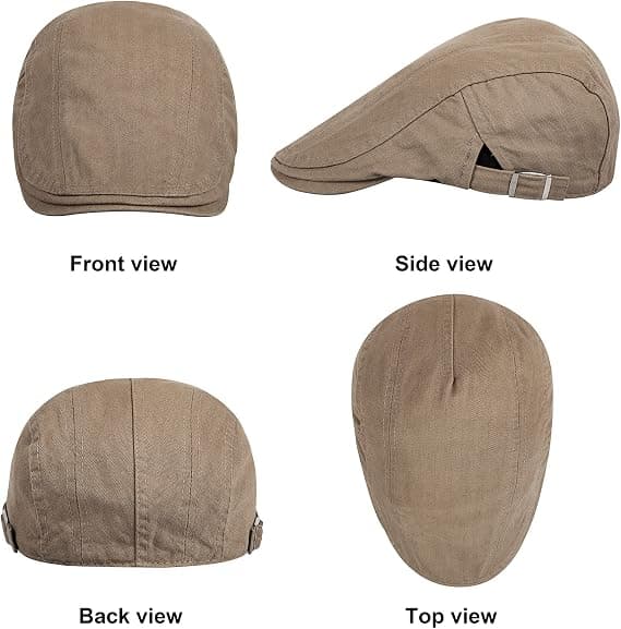 2-pakks aviserselger grå/khaki hatter for menn Flat Cap Bomull Justerbar
