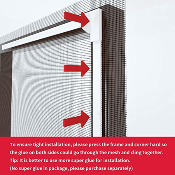 Justerbar DIY magnetisk vinduesfluenet (hvid ramme og grå