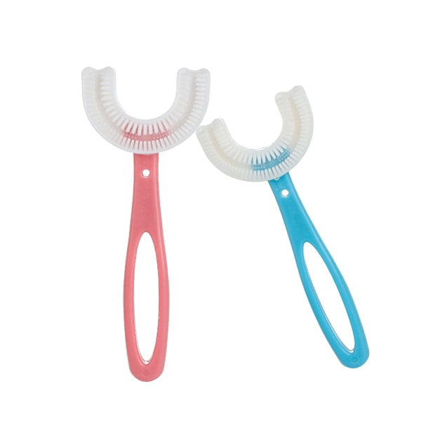 2 PCS U-Shaped Kids Toothbrush, Soft Manual Training Toothbrush