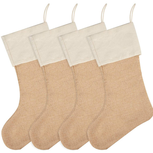 4-pack, 16\" Juteströmpor för juldekoration, enfärgade